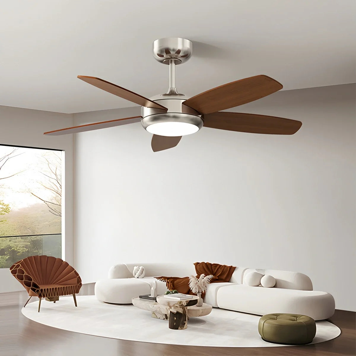 Retro American Style 5-blade Ceiling Fan Light