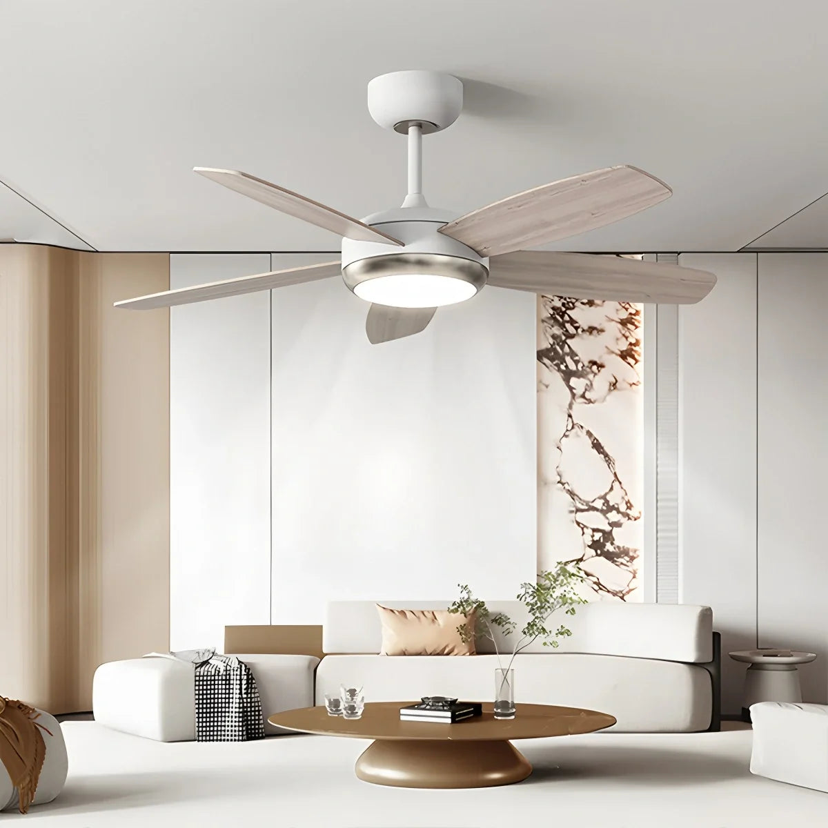 Retro American Style 5-blade Ceiling Fan Light