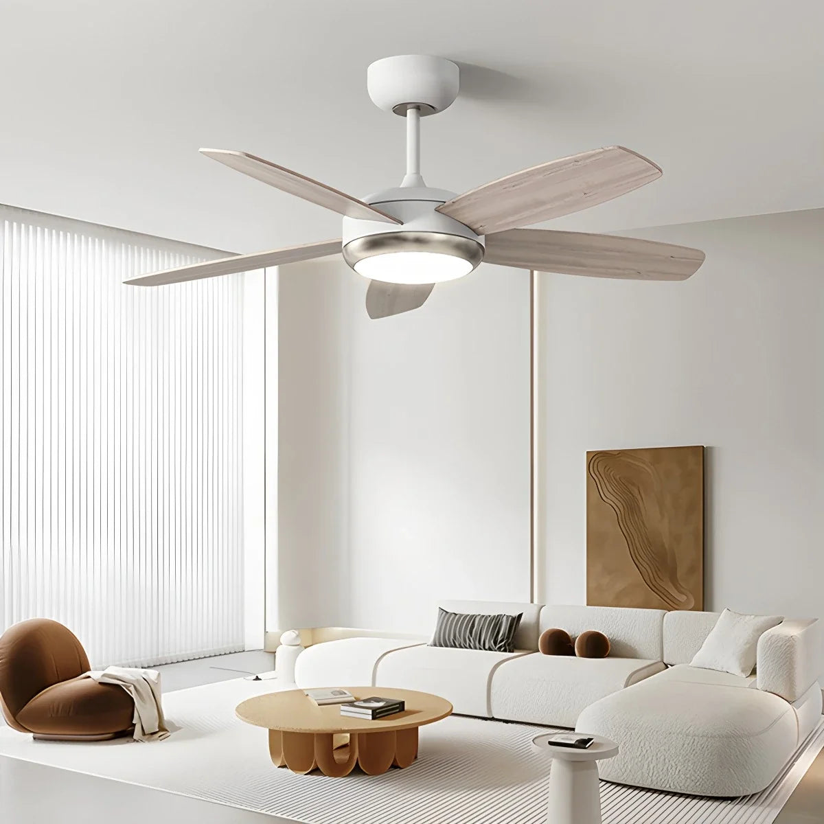 Retro American Style 5-blade Ceiling Fan Light