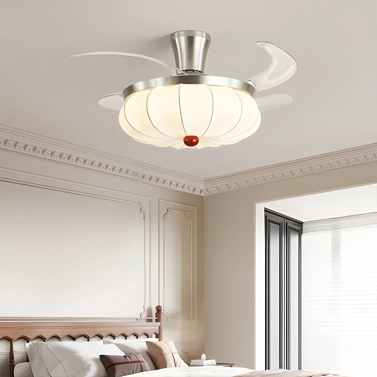 Retro Fabric Ceiling Fan Light for Dining Room