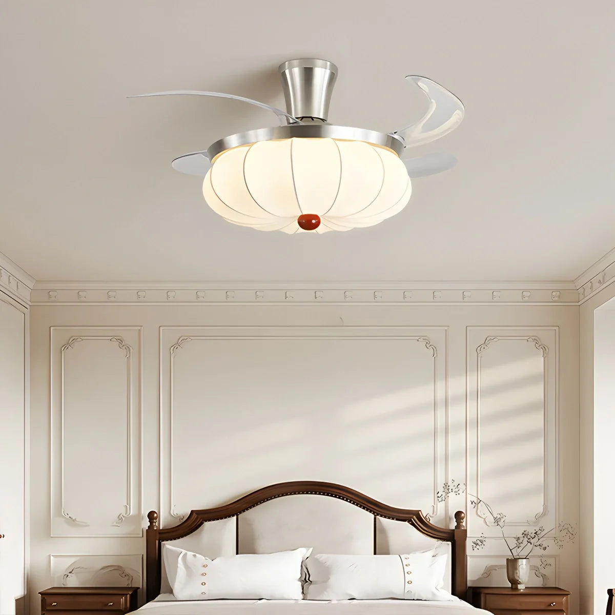 Retro Fabric Ceiling Fan Light for Dining Room
