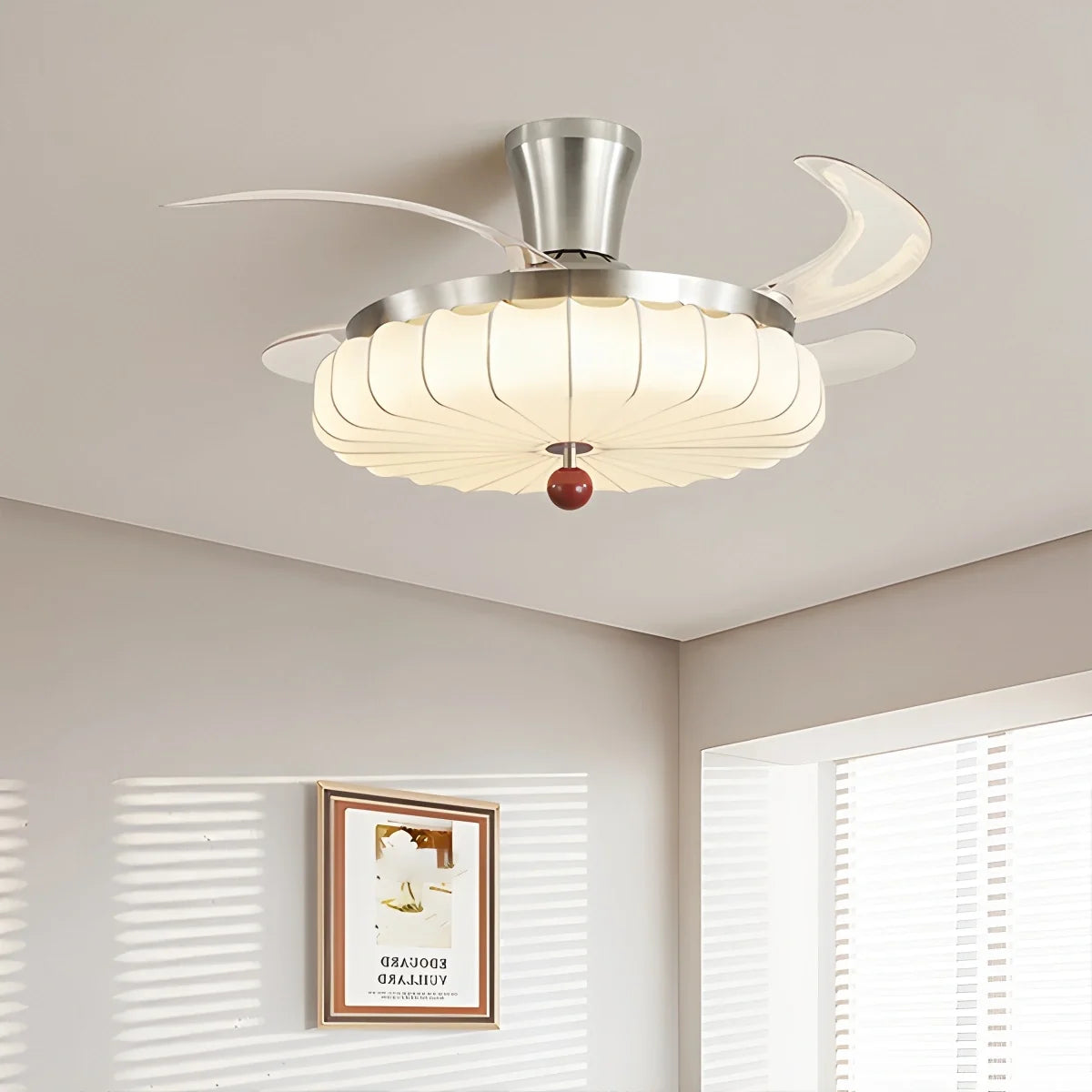 Retro Fabric Ceiling Fan Light for Dining Room