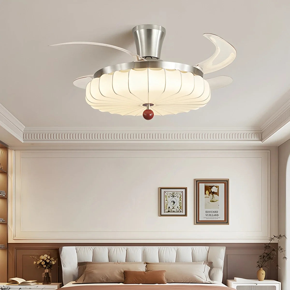 Retro Fabric Ceiling Fan Light for Dining Room