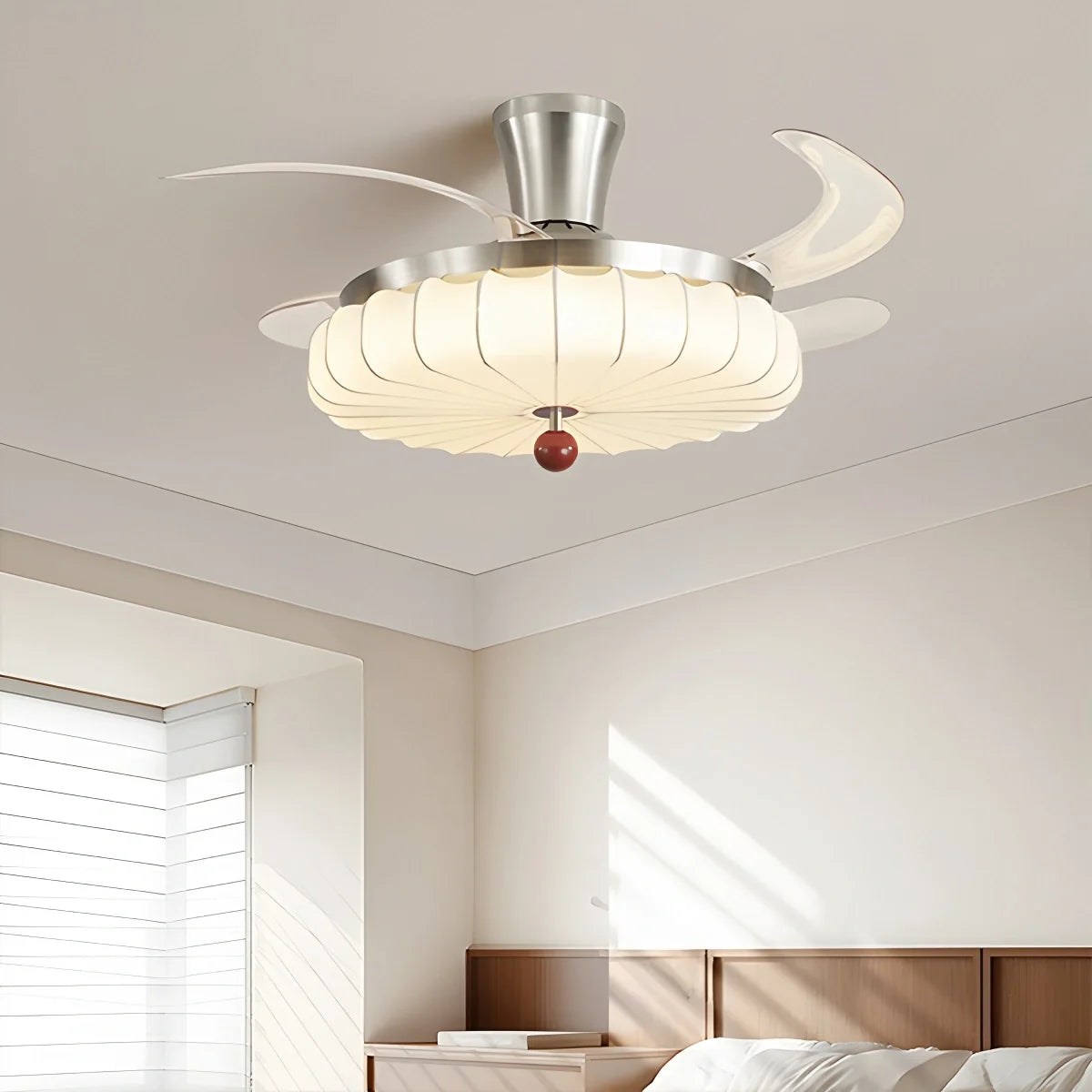 Retro Fabric Ceiling Fan Light for Dining Room