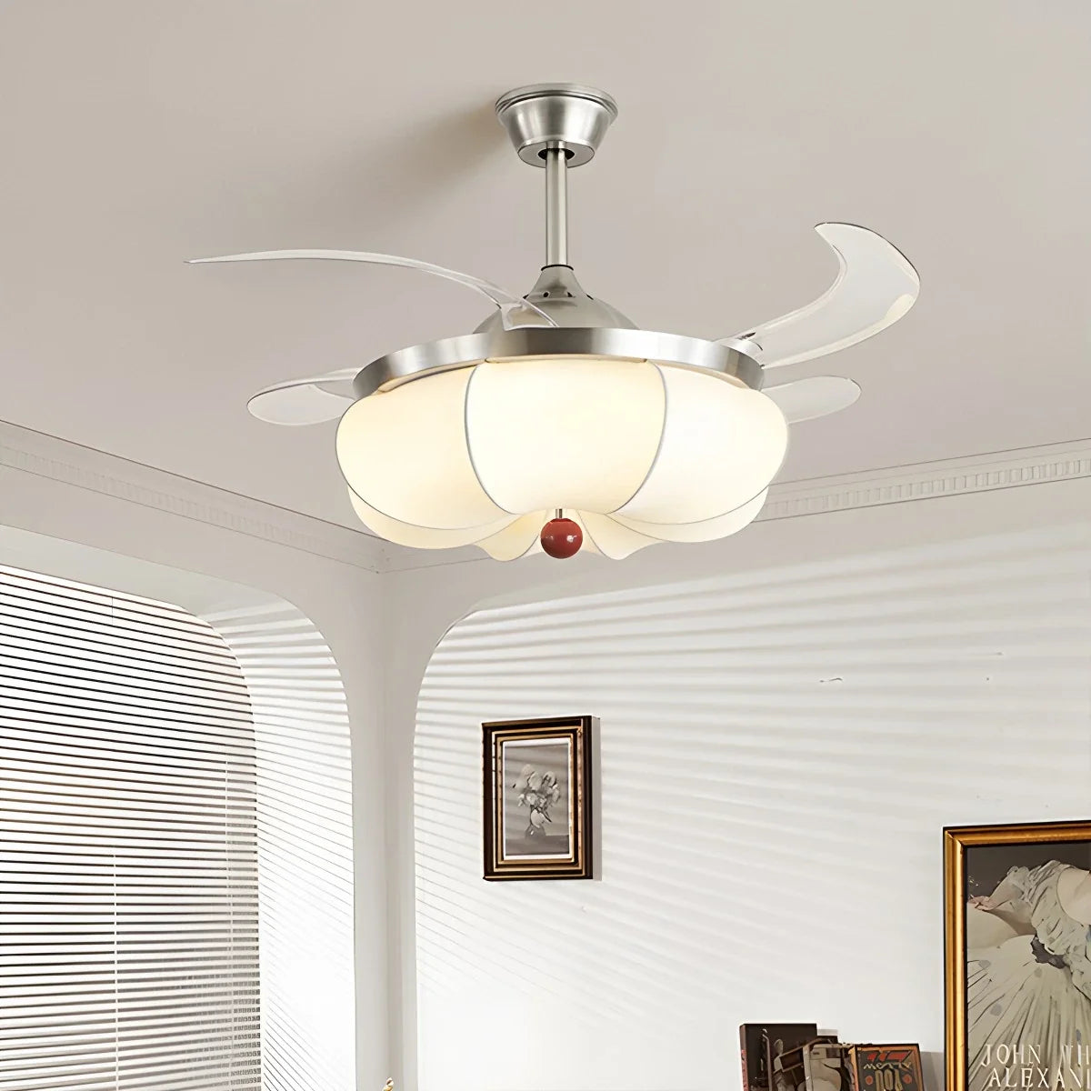 Retro Fabric Ceiling Fan Light for Dining Room