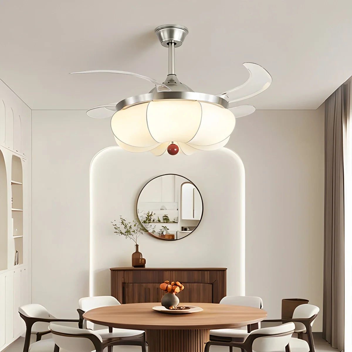 Retro Fabric Ceiling Fan Light for Dining Room