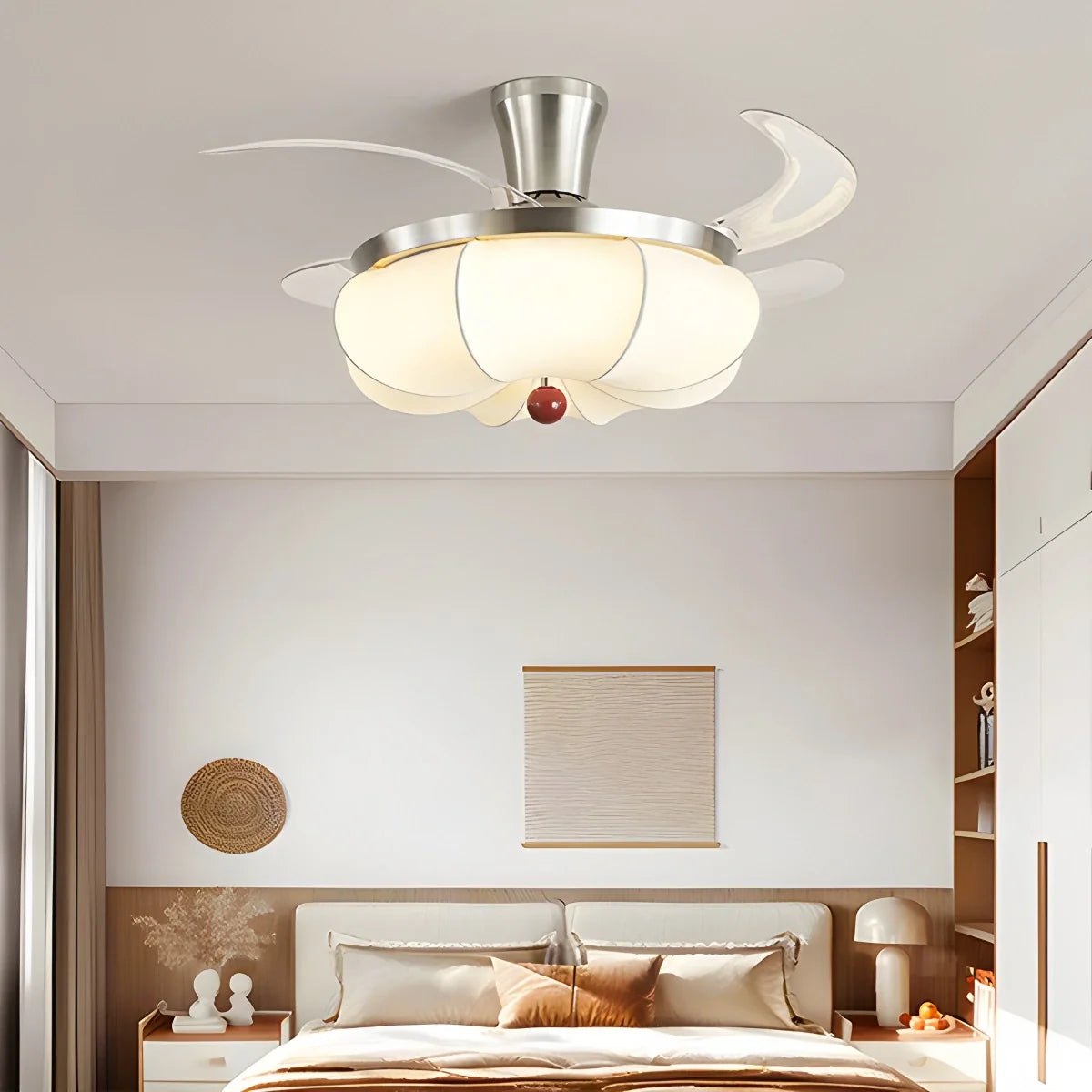 Retro Fabric Ceiling Fan Light for Dining Room