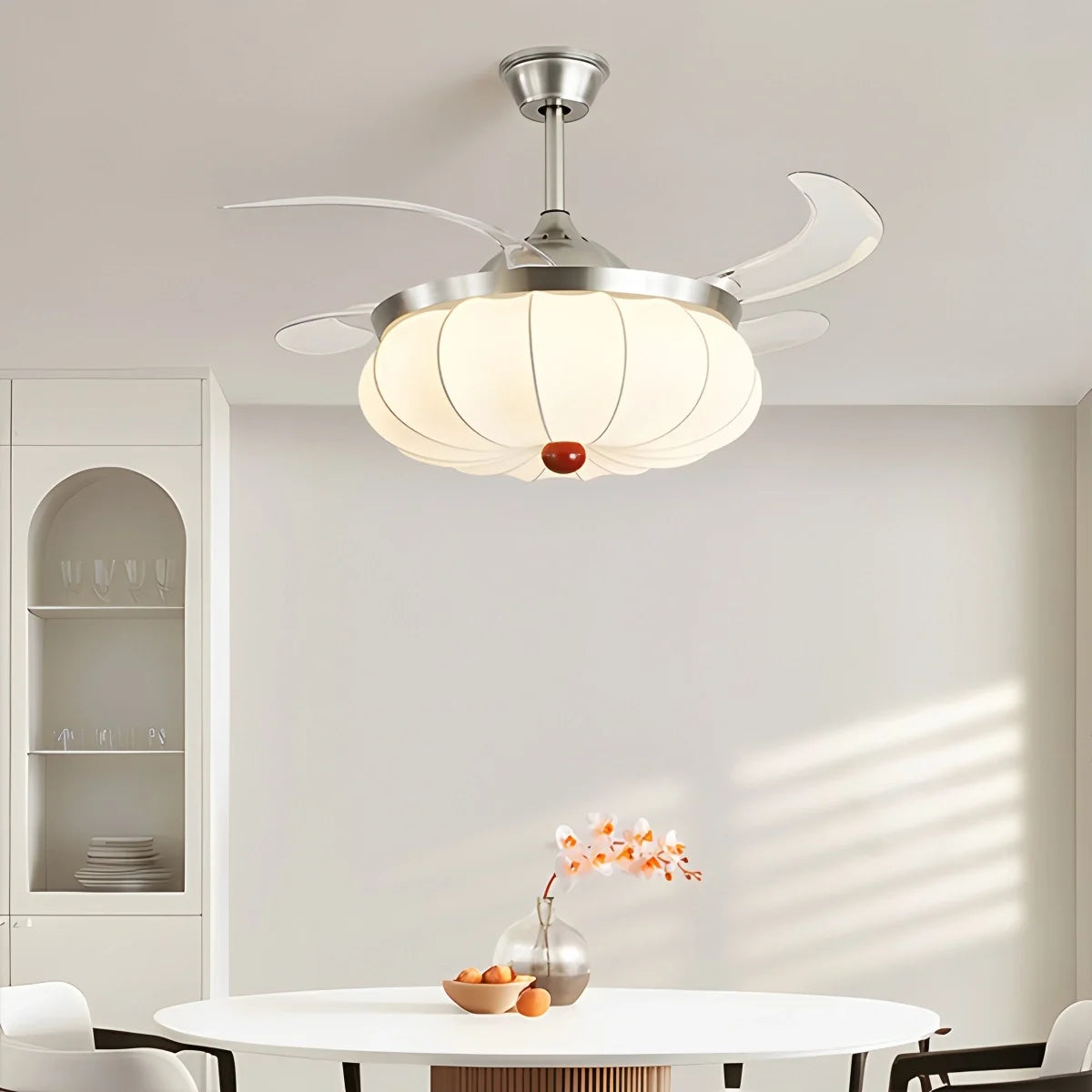 Retro Fabric Ceiling Fan Light for Dining Room