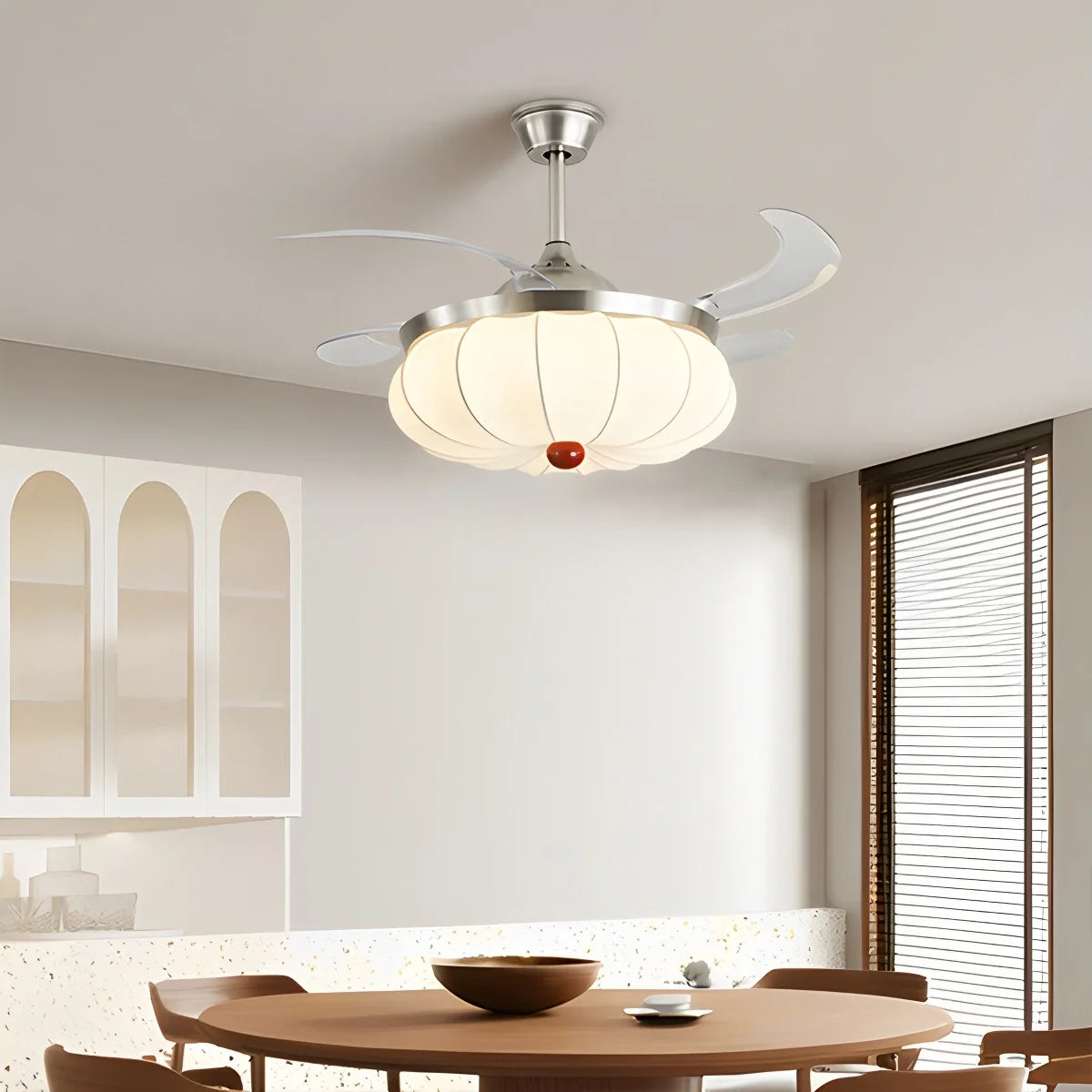 Retro Fabric Ceiling Fan Light for Dining Room