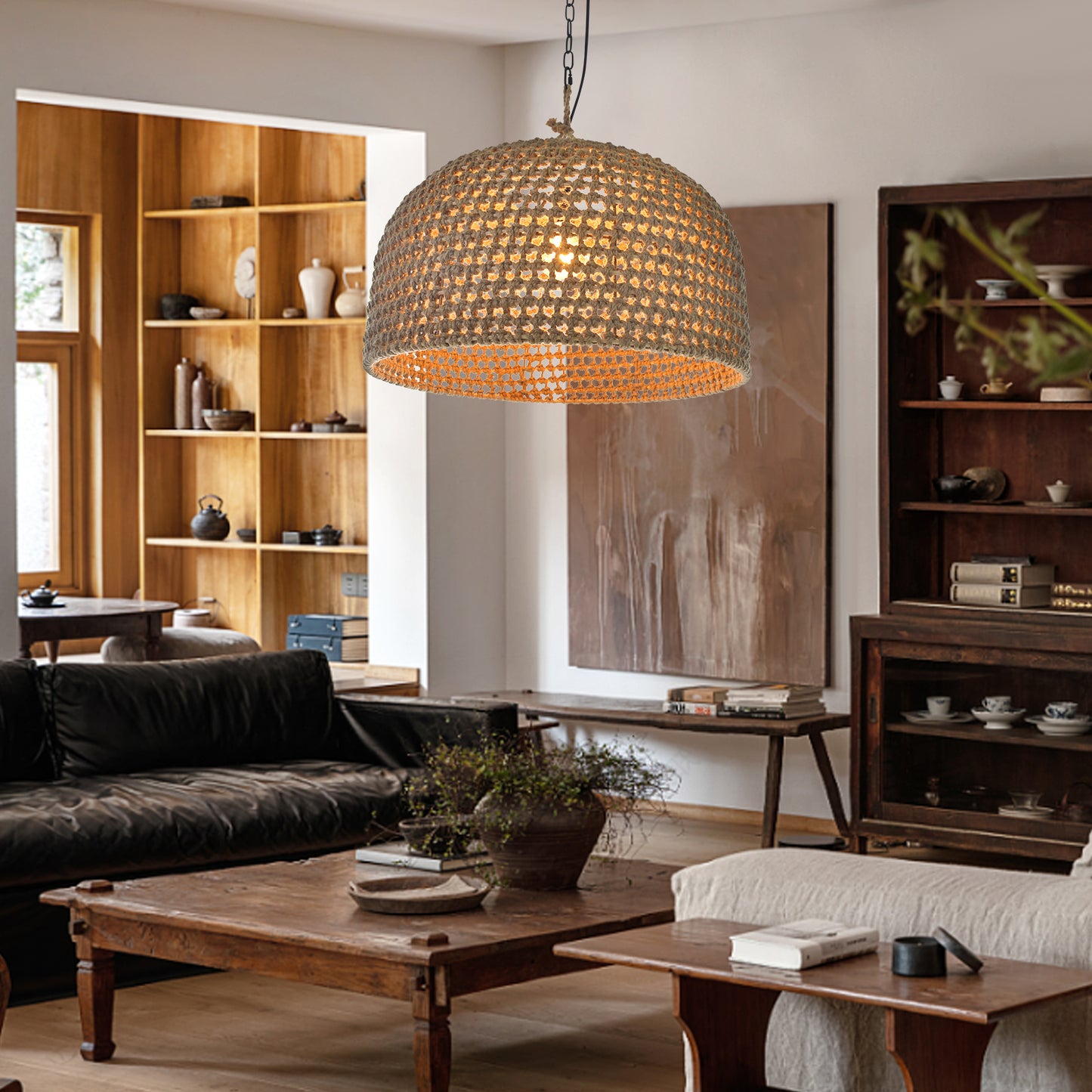 Japanese Wabi-sabi Restaurant Rope Pendant Light