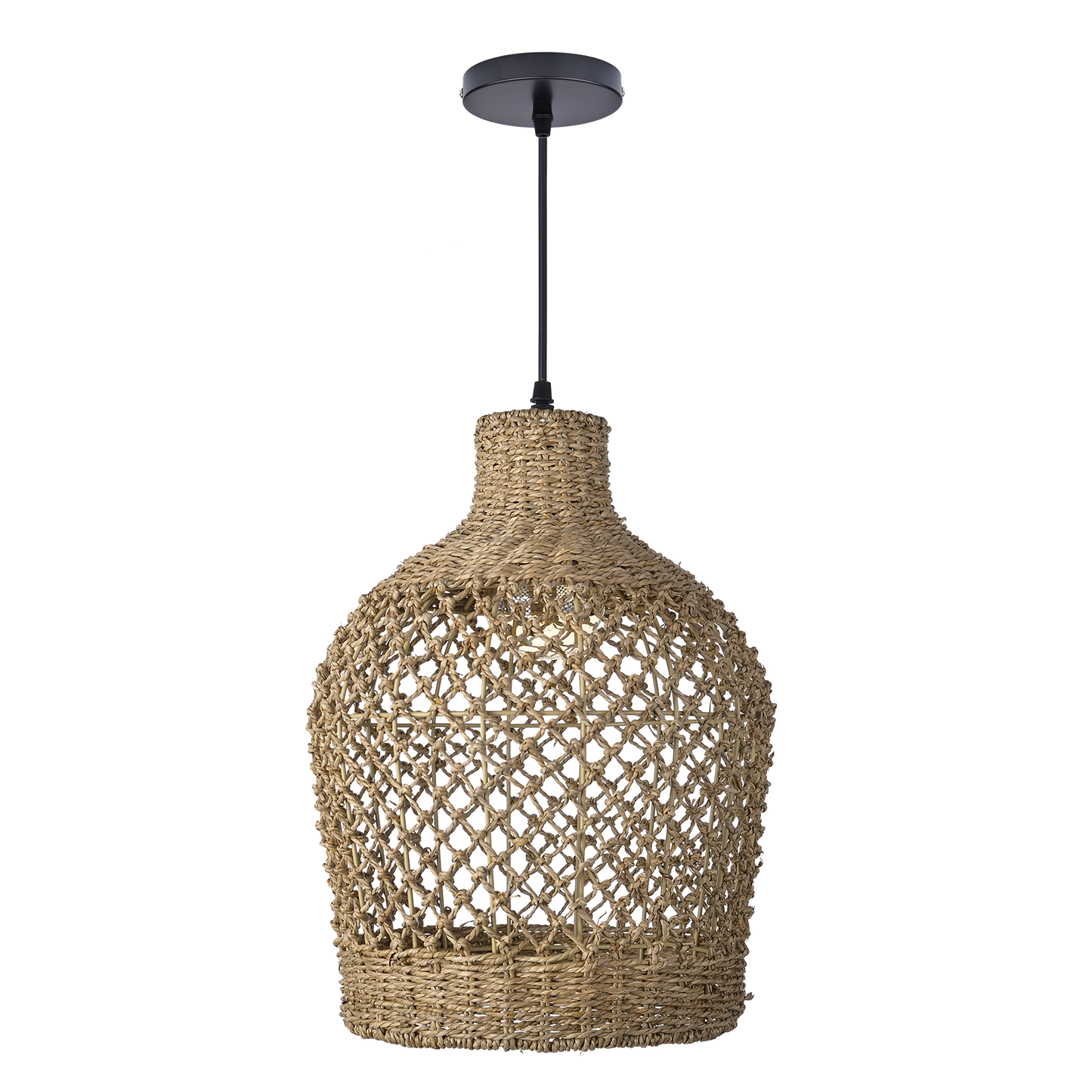 Bohemian style Straw rope hollow pendant light