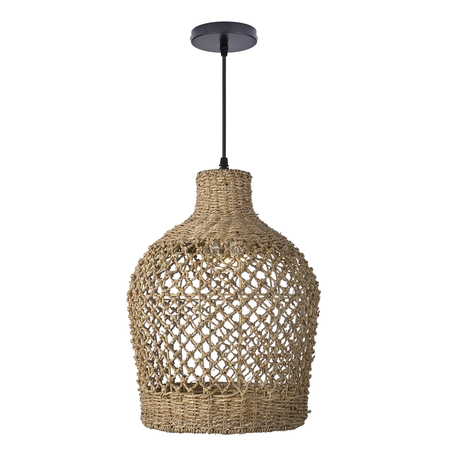 Bohemian style Straw rope hollow pendant light