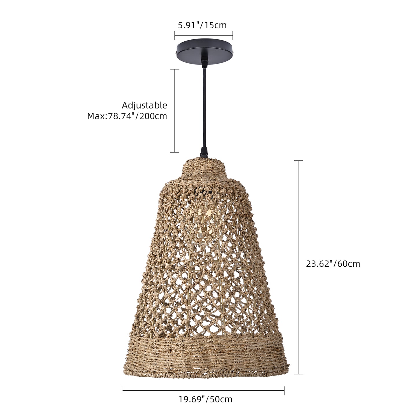 Hand-woven hollow dining room straw rope pendant light