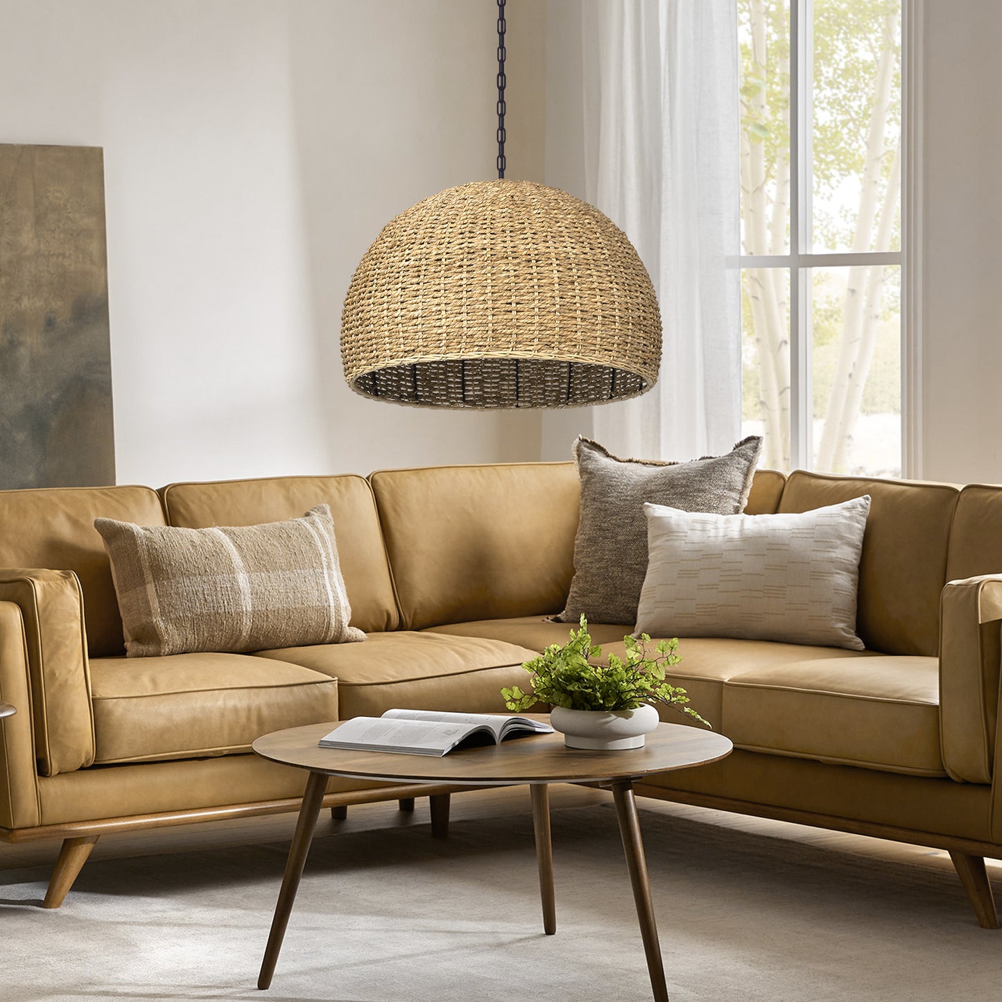 Bohemian Seagrass High Quality Woven pendant light for outdoor