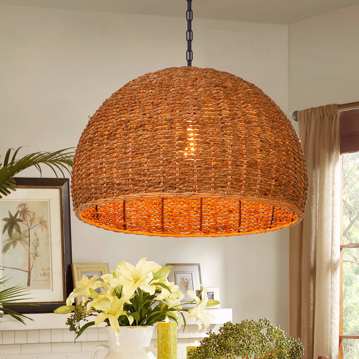 Bohemian Seagrass High Quality Woven pendant light for outdoor
