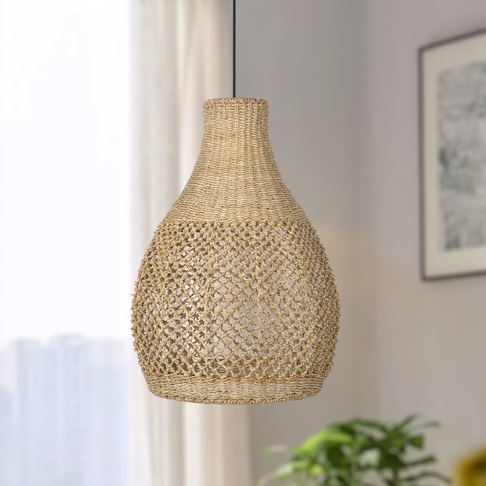 Kettle Style Hemp Rope Braided Handmade Pendant Light