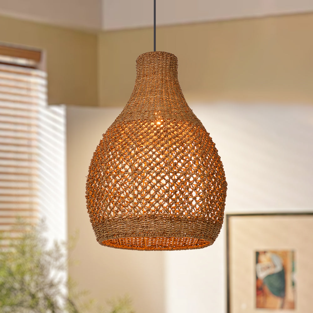 Kettle Style Hemp Rope Braided Handmade Pendant Light
