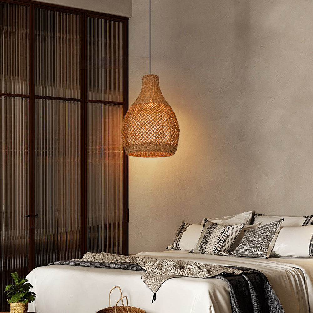 Kettle Style Hemp Rope Braided Handmade Pendant Light