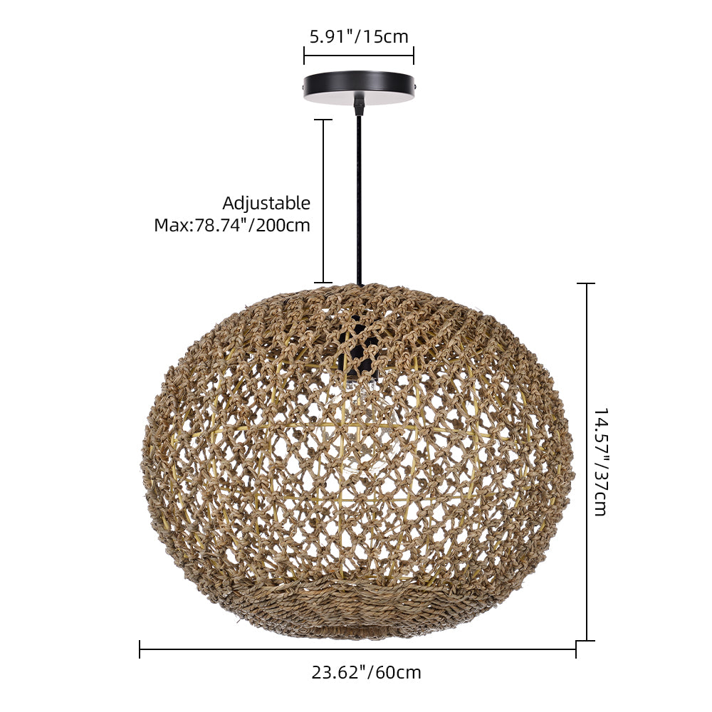 Round hollow hemp rope woven lamp shade