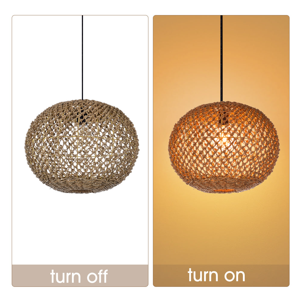 Round hollow hemp rope woven lamp shade