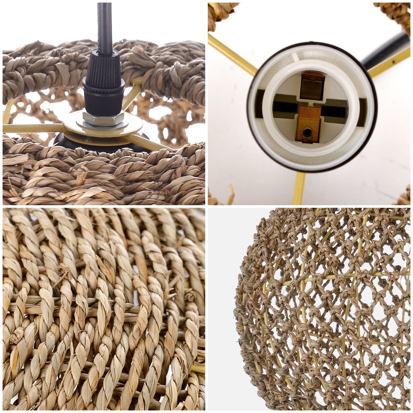 Round hollow hemp rope woven lamp shade