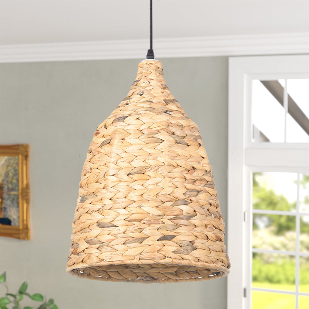 Boho style Seagrass Semi-circular Hand Woven Rattan Pendant Lights