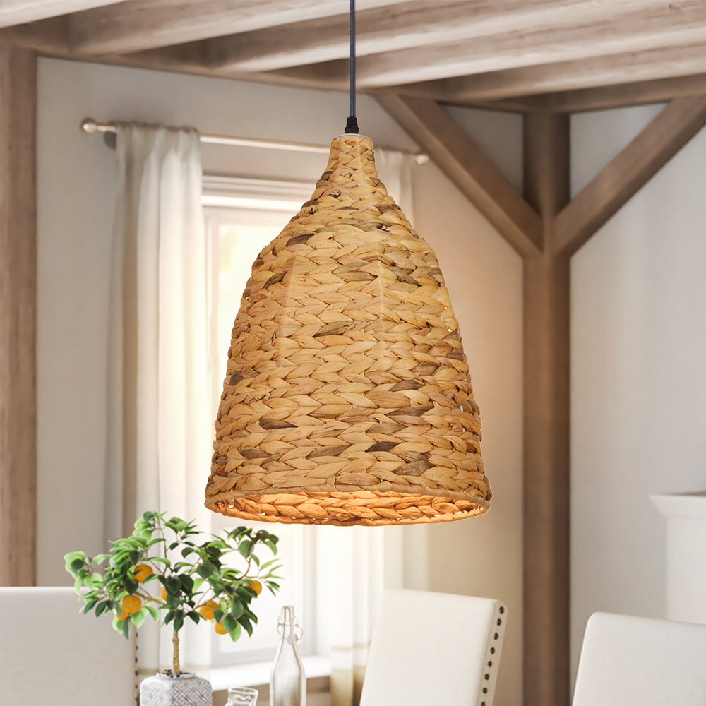 Boho style Seagrass Semi-circular Hand Woven Rattan Pendant Lights