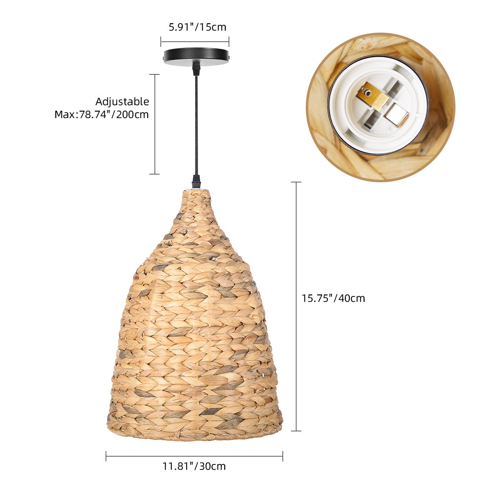 Boho style Seagrass Semi-circular Hand Woven Rattan Pendant Lights