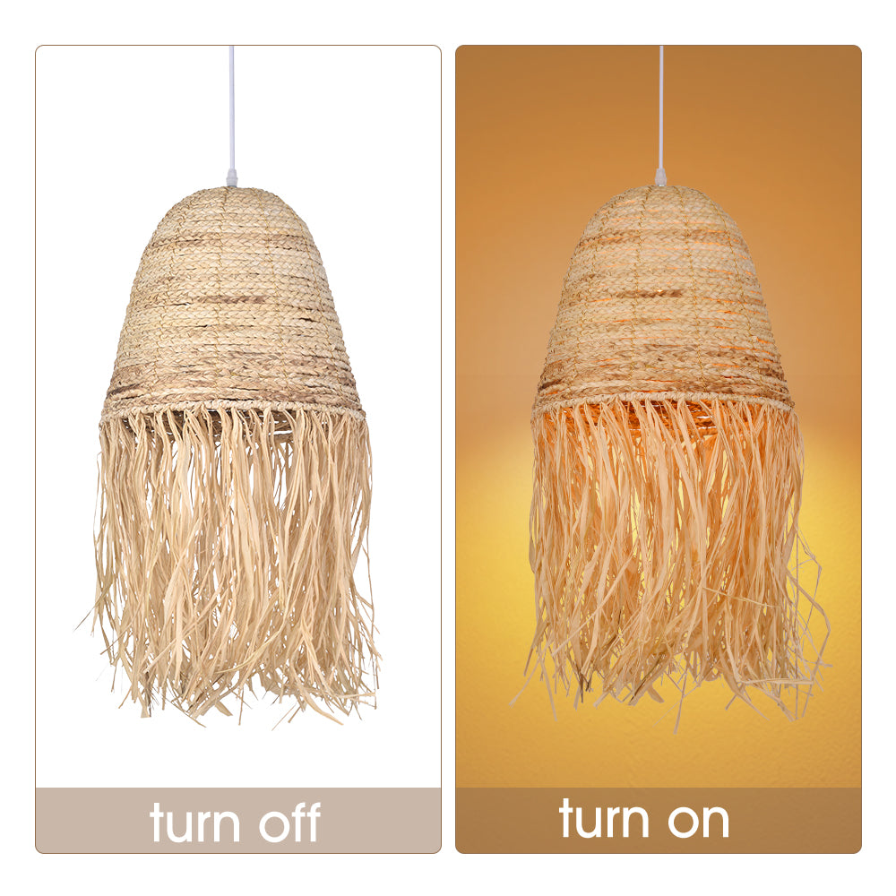 Pastoral style creative raffia straw hanging light shade