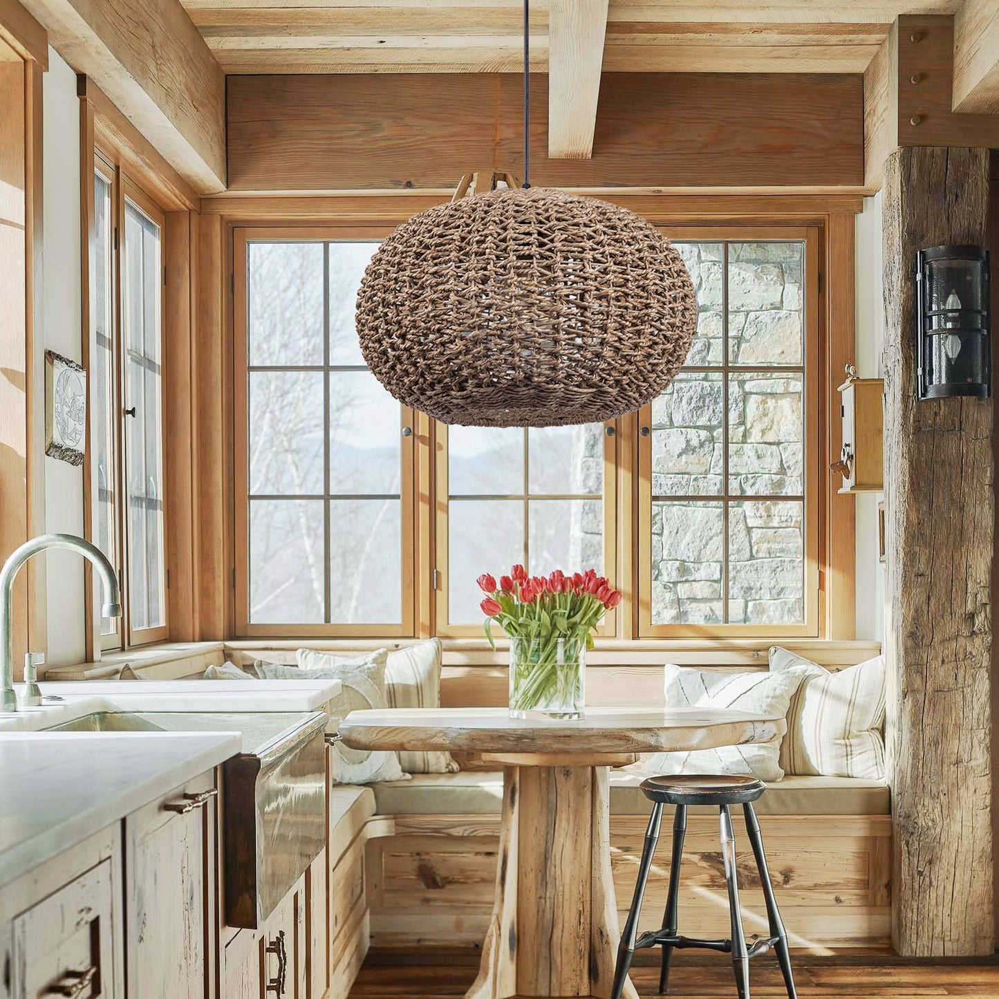 Vintage straw pendant light