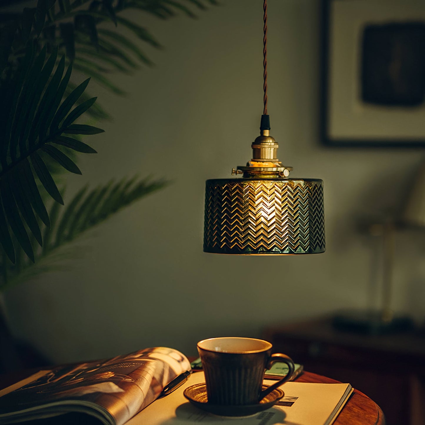 Green Glass Pendant Lamp