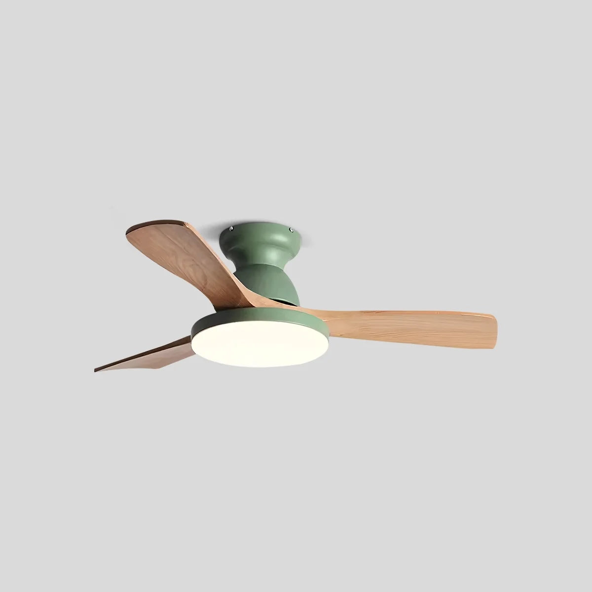 Vintage 3-Blade Wood Ceiling Fan with LED Light