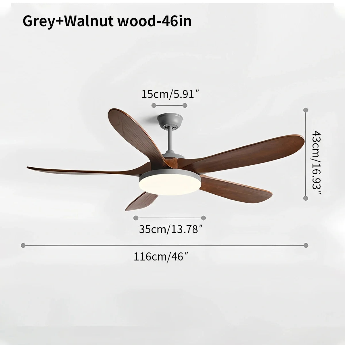 5-Blade Wood Ceiling Fan with LED Light