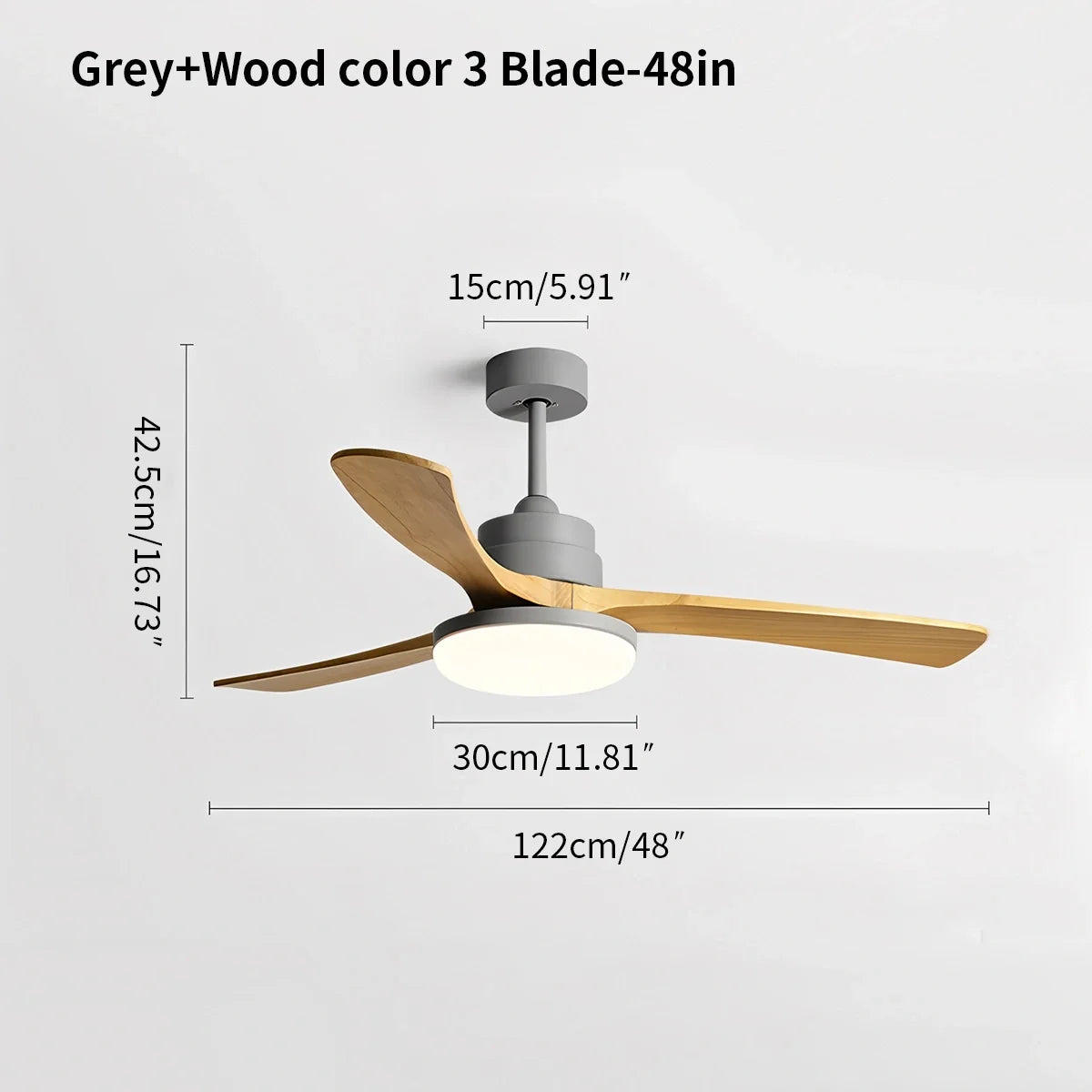 High Wind Wood Ceiling Fan Light