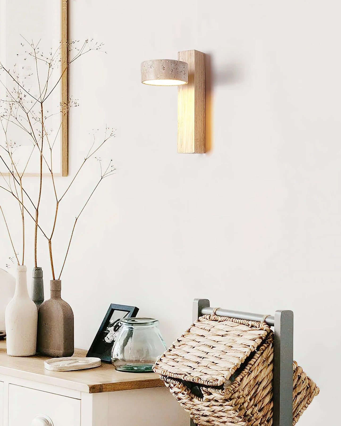 Grove Beam Travertine Wall Lamp