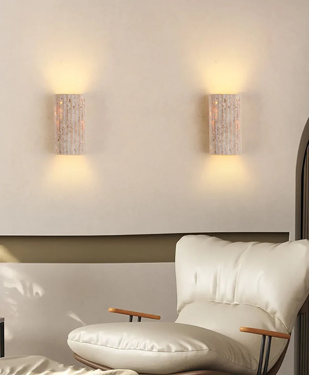 Half-Cylinder Travertine Wall Lamp