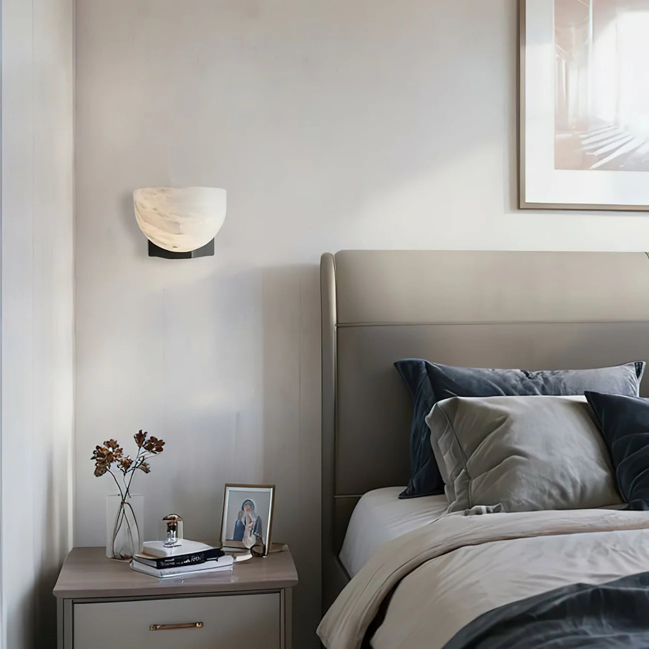 Hemispherical Alabaster Ath Wall Light