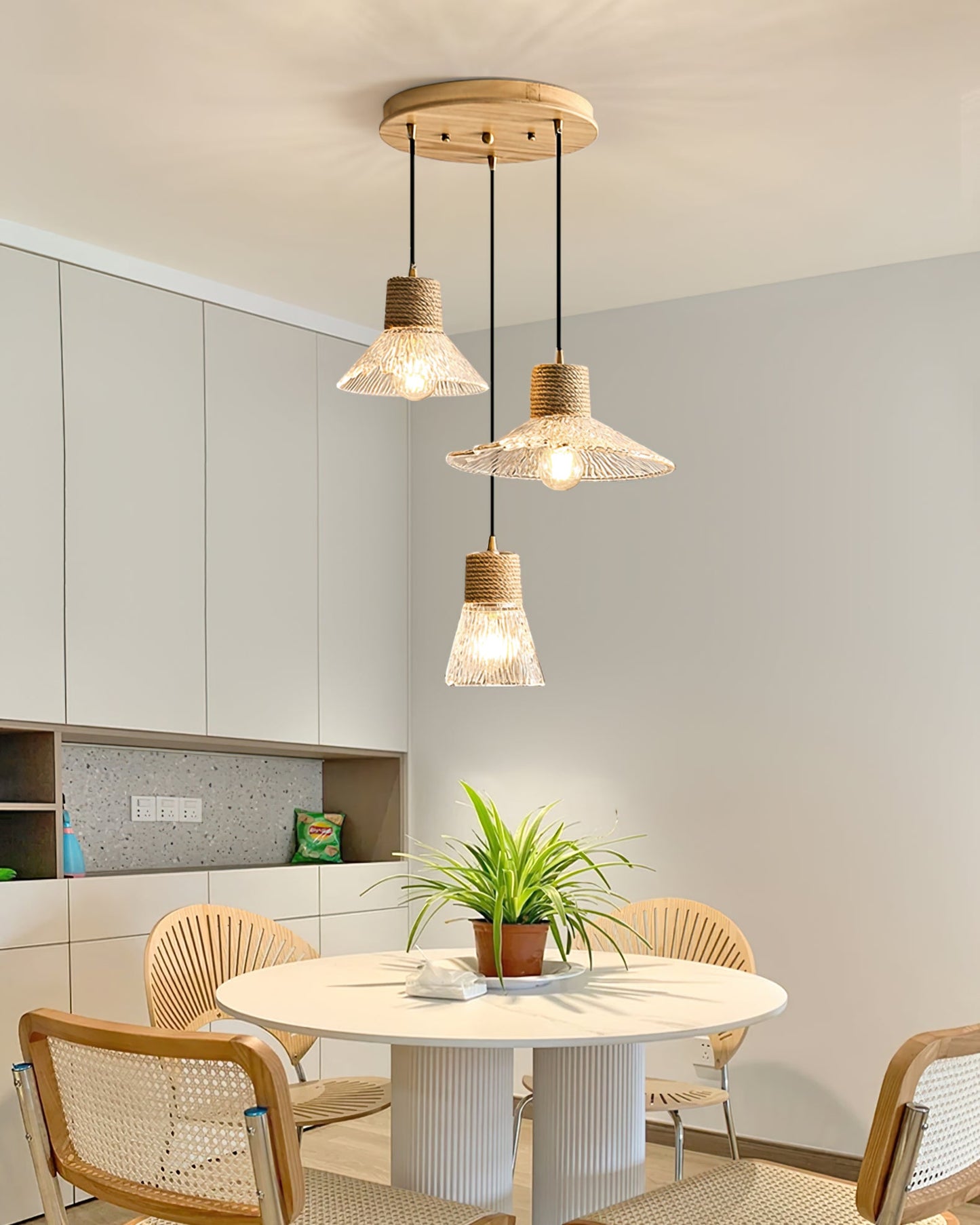 Hemp Rope Glass Pendant Lamp