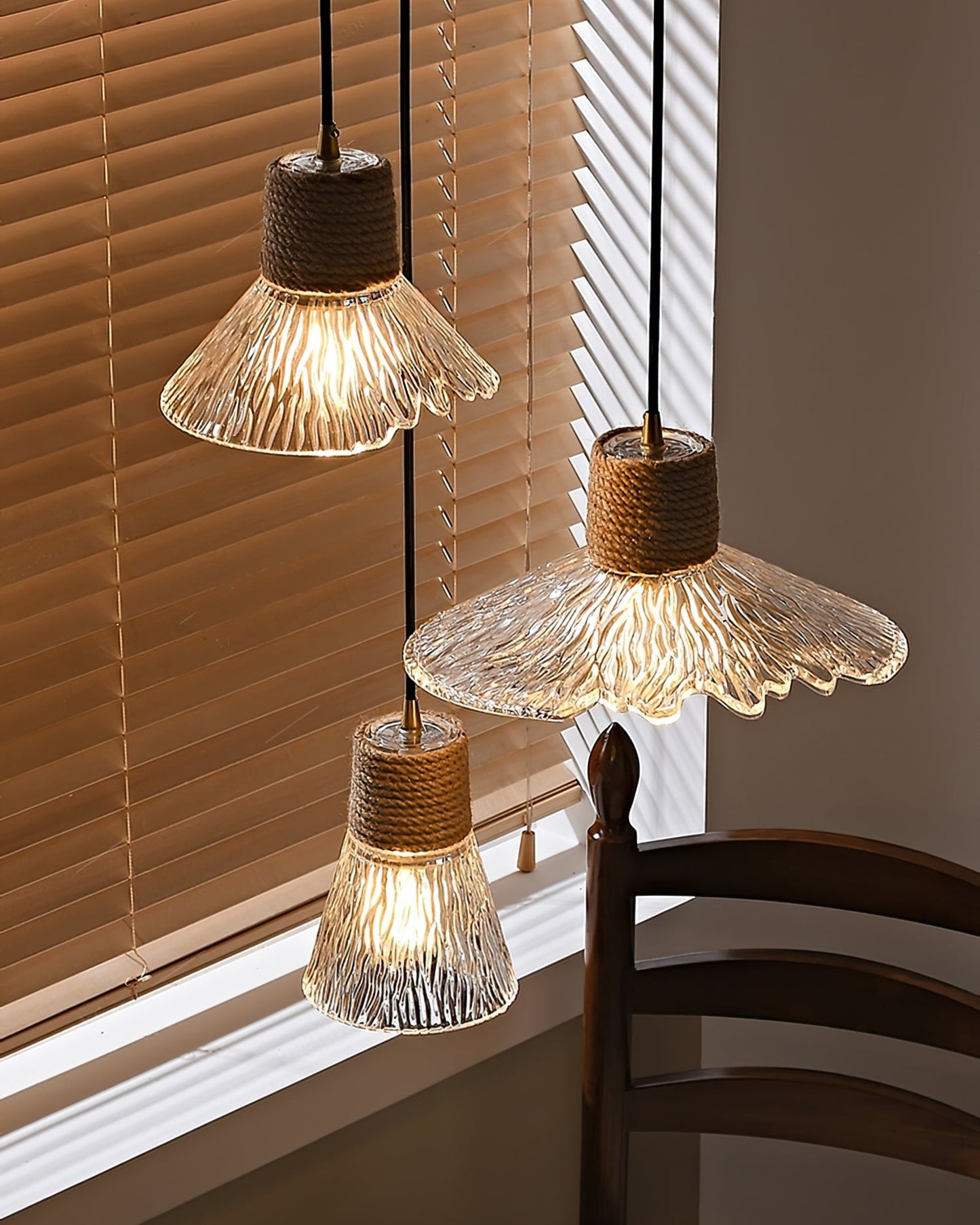 Hemp Rope Glass Pendant Lamp