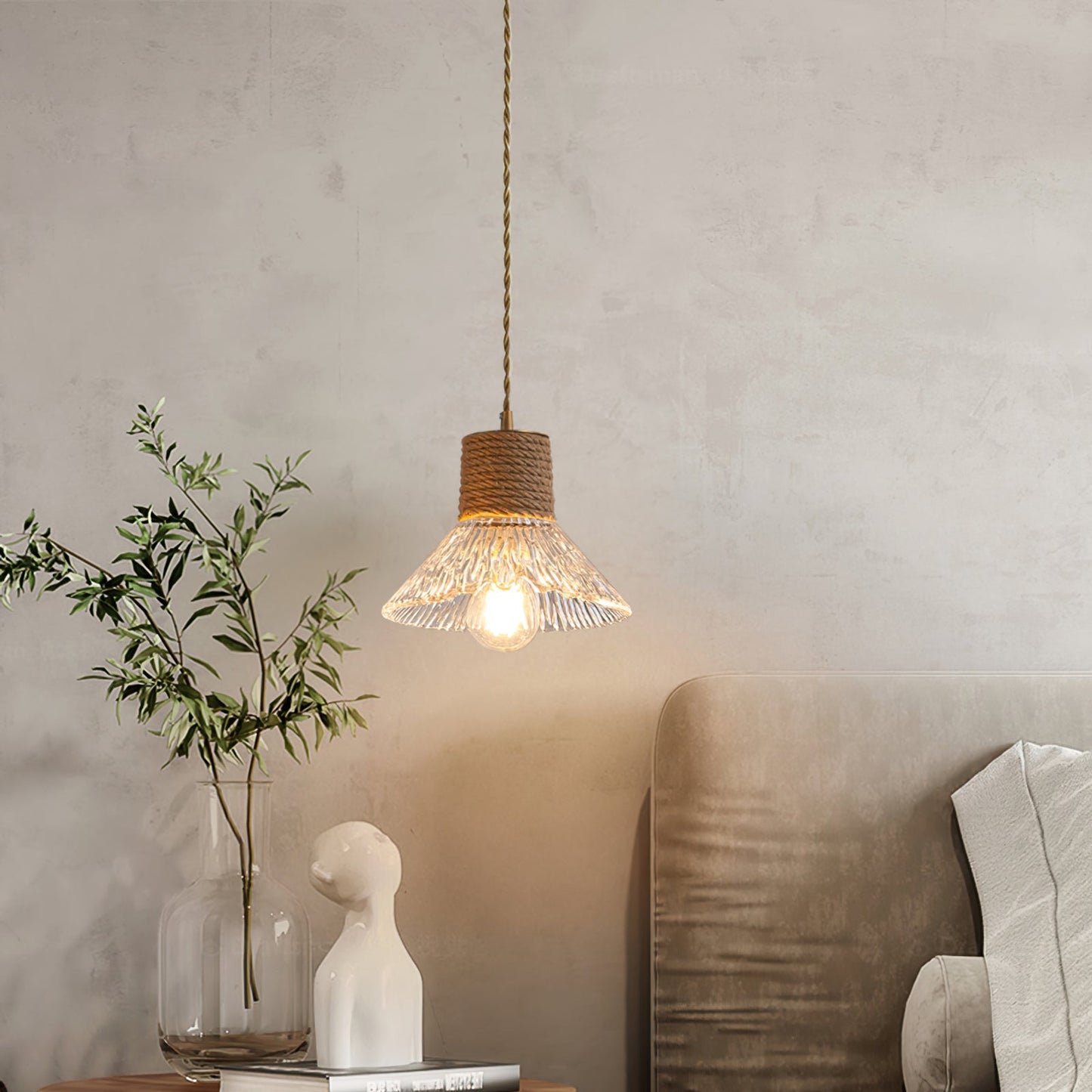 Hemp Rope Glass Pendant Lamp