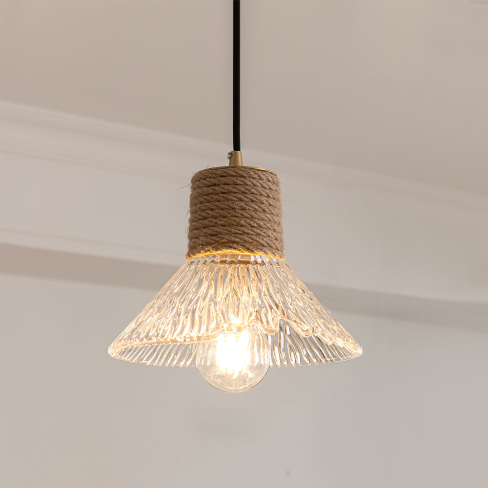 Hemp Rope Glass Pendant Lamp