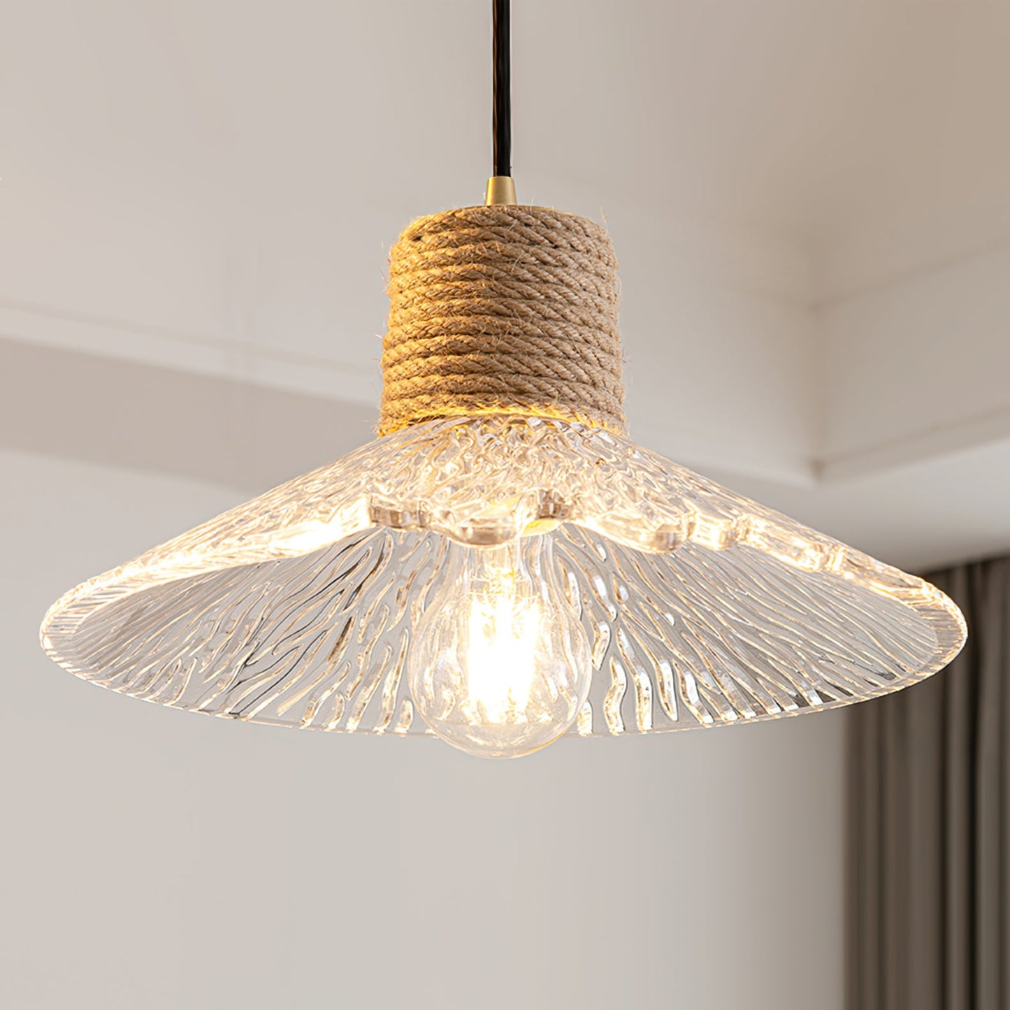 Hemp Rope Glass Pendant Lamp