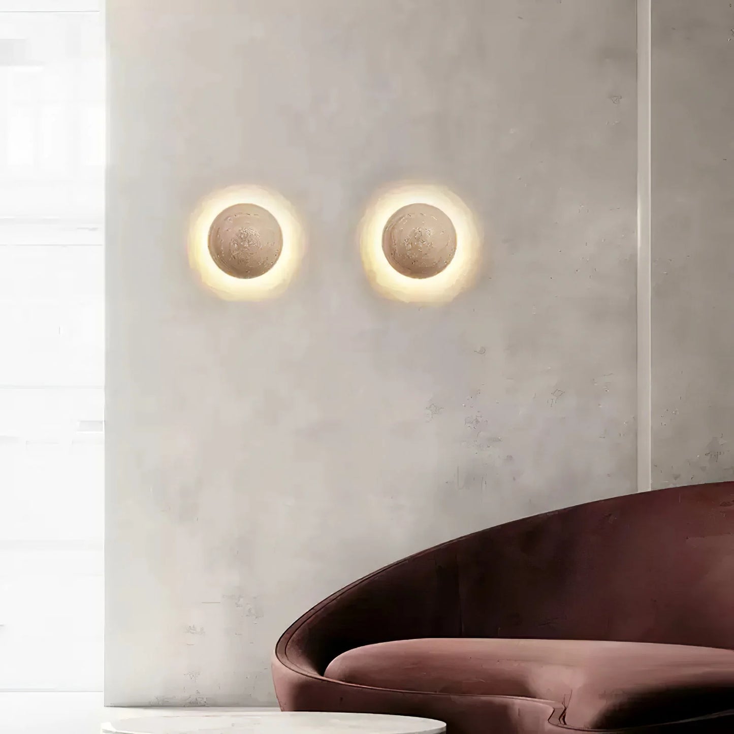 Luna Round Travertine Wall Light