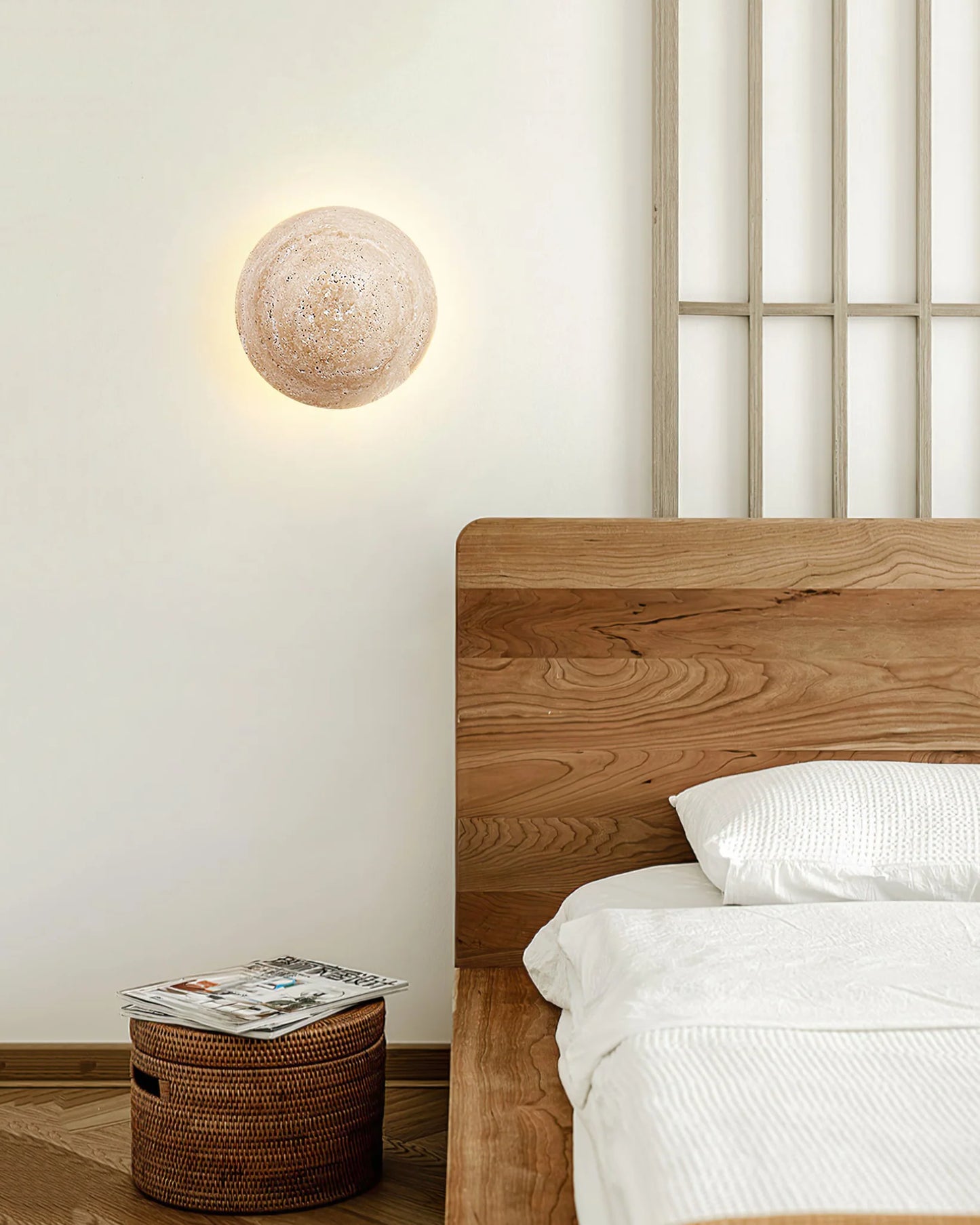 Luna Round Travertine Wall Light
