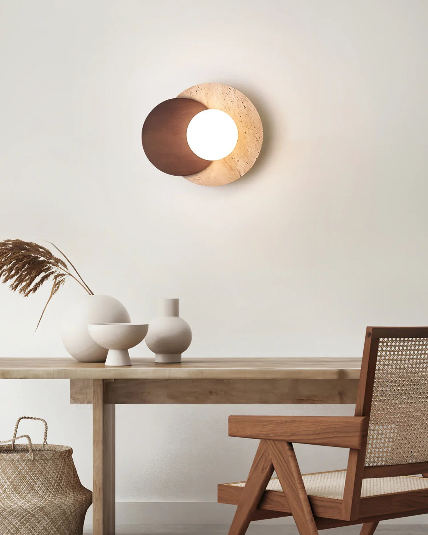 Lunar Eclipse Travertine Wall Lamp