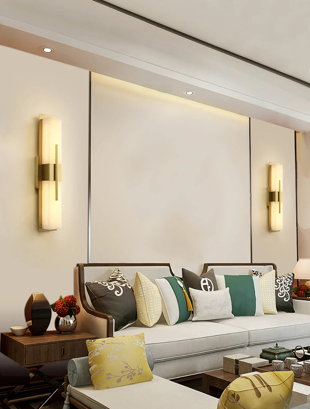 Modern Alabaster Cuboid Copper Wall Lamp