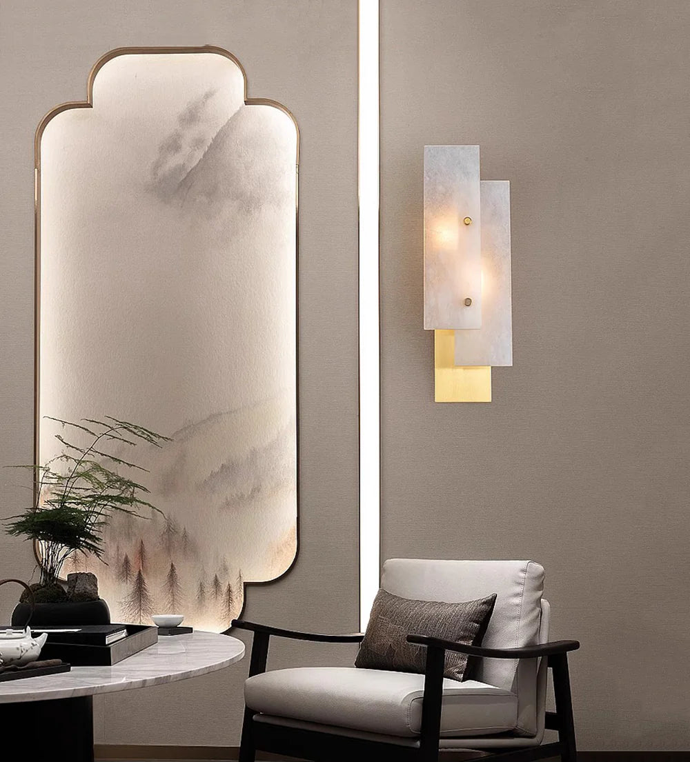 Modern Alabaster Rectangle Wall Lamp
