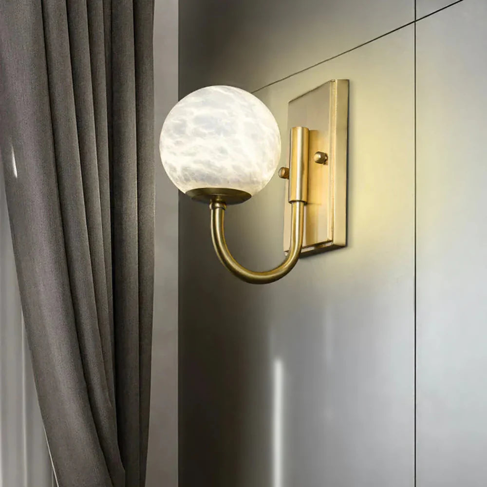 Modern Spherical Alabaster Wall Light
