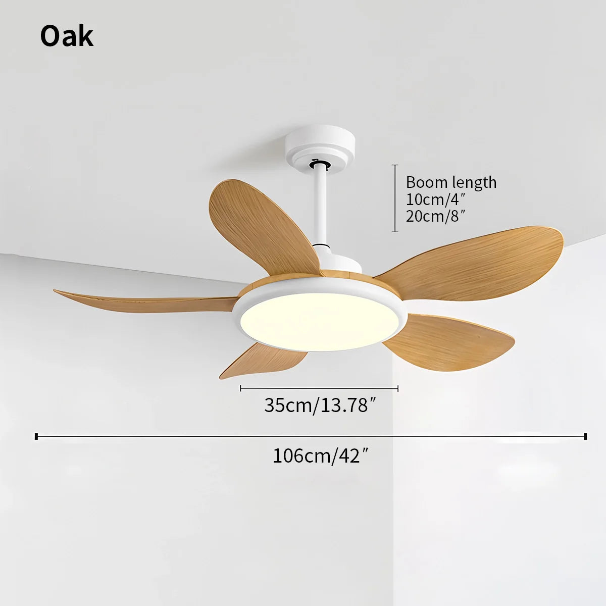 5-Blade Wood Ceiling Fan with Light for Living Room