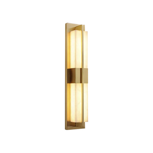 Rectangular Alabaster Modern Brass Wall Sconce